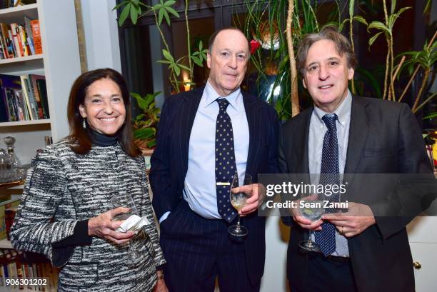 Cynthia Brill, Steven Brill and Ira Rosen attend publisher Henry Holt toasts Michael Wolff's "Fire and Fury" at Private Residence on January 17, 2018...