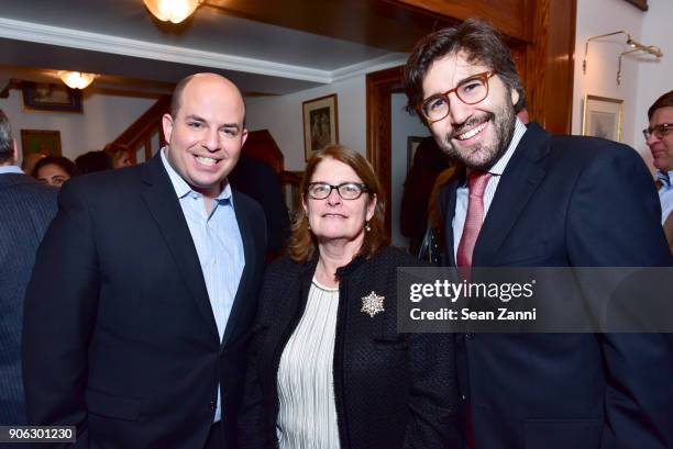 Brian Stelter, Patricia Eisemann and Michael Grynbaum attend publisher Henry Holt toasts Michael Wolff's "Fire and Fury" at Private Residence on...