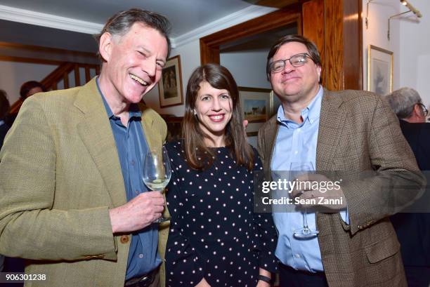 Nicholas Wapshott, Keach Hagey and James Ledbetter attend publisher Henry Holt toasts Michael Wolff's "Fire and Fury" at Private Residence on January...