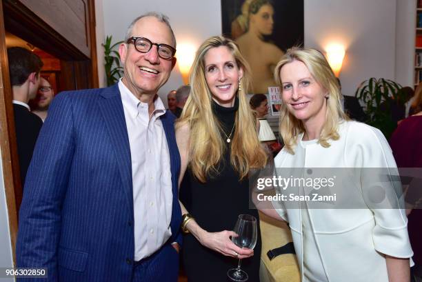 Adrian Zackheim, Ann Coulter and Vicky Ward attend publisher Henry Holt toasts Michael Wolff's "Fire and Fury" at Private Residence on January 17,...