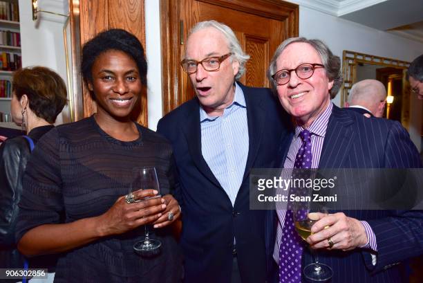 Angela Stone, Guest and Publisher Stephen Rubin attend publisher Henry Holt toasts Michael Wolff's "Fire and Fury" at Private Residence on January...