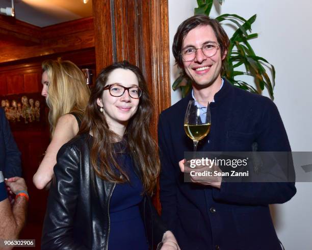 Victoire Bourgois and Tom Schmidt attend publisher Henry Holt toasts Michael Wolff's "Fire and Fury" at Private Residence on January 17, 2018 in New...