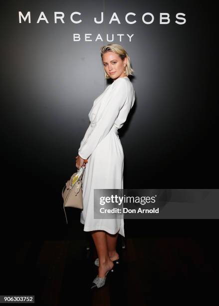 Jesinta Franklin arrives ahead of a dinner for Marc Jacobs Beauty on January 18, 2018 in Sydney, Australia.