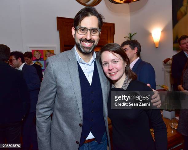 David Folkenflik and Lucia Moses attend publisher Henry Holt toasts Michael Wolff's "Fire and Fury" at Private Residence on January 17, 2018 in New...