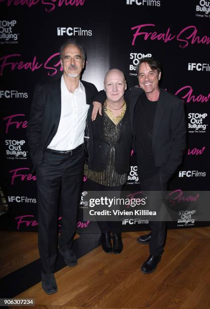 Jeffrey Coulter, James St James and Bryan Rabin attend FREAK SHOW - LA Special Screening on January 17, 2018 in Los Angeles, California.