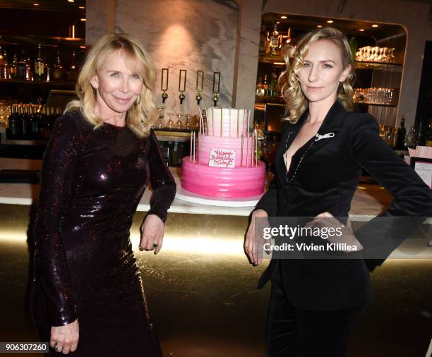 Trudie Styler and Mickey Sumner celebrate the screening and Mickey's birthday at the afterparty for FREAK SHOW - LA Special Screening on January 17,...