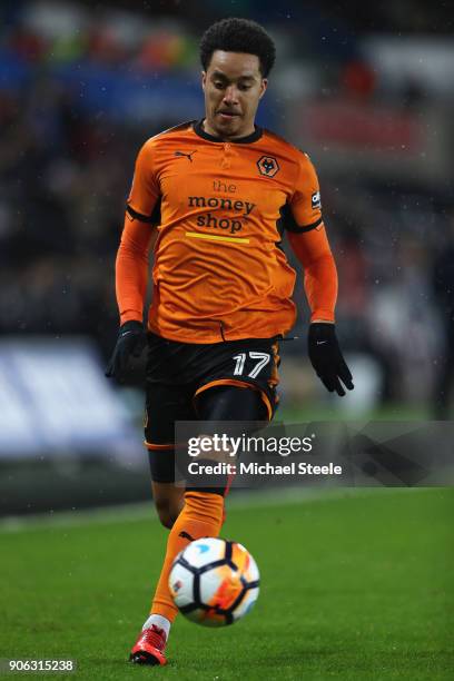 Helder Costa of Wolverhampton Wanderers during the Emirates FA Cup third round replay match between Swansea City and Wolverhampton Wanderers at the...