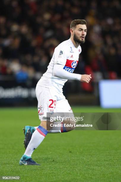 Lucas Tousart of Lyon during the Ligue 1 match between EA Guingamp and Olympique Lyonnais at Stade du Roudourou on January 17, 2018 in Guingamp, .