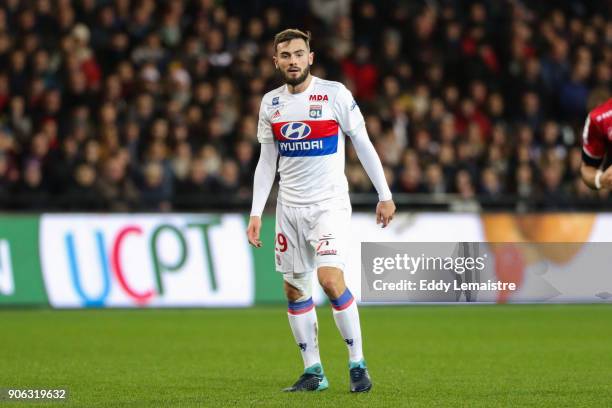 Lucas Tousart of Lyon during the Ligue 1 match between EA Guingamp and Olympique Lyonnais at Stade du Roudourou on January 17, 2018 in Guingamp, .