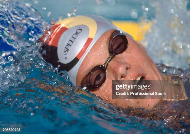 Dagmar Hase of Germany, silver medalist in the women's 200 metres backstroke, in action during the World Aquatics Championships in Perth, Australia,...