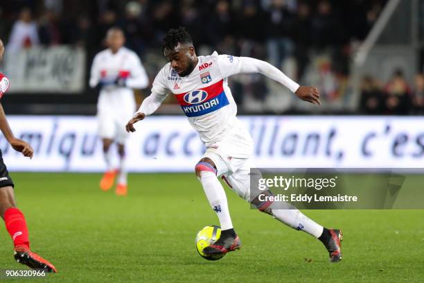 Maxwell Cornet of Lyon during the Ligue 1 match between EA Guingamp and Olympique Lyonnais at Stade du Roudourou on January 17, 2018 in Guingamp, .