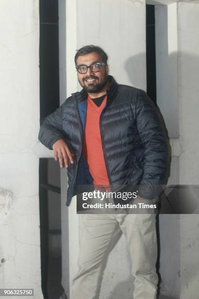 Bollywood film director Anurag Kashyap poses during an interview with HT City-Hindustan Times for the promotion of movie Mukkabaaz, at HT Media...