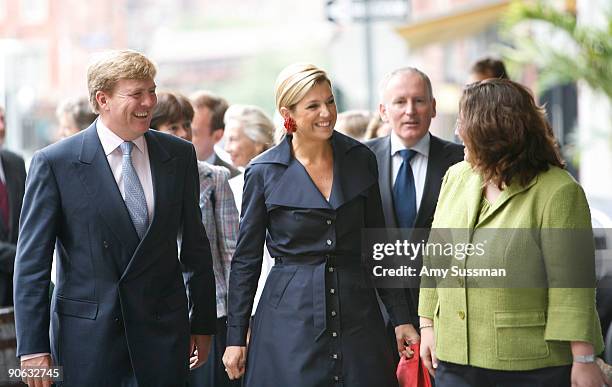 Crown Prince Willem-Alexander of the Netherlands, HRH Princess Maxima of The Netherlands and director of South Street Seaport Museum, Mary Pelzer...