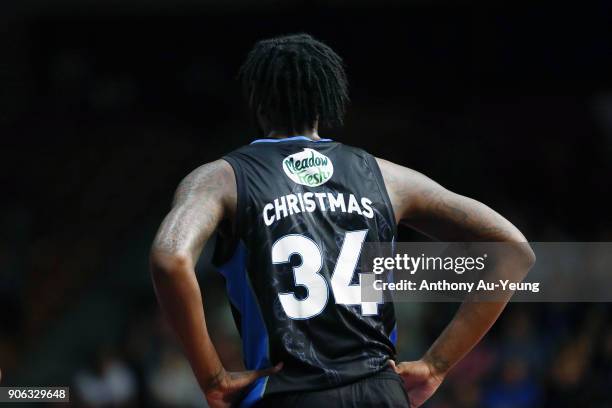 Rakeem Christmas of the Breakers looks on during the round 16 NBL match between the New Zealand Breakers and Melbourne United at North Shore Events...