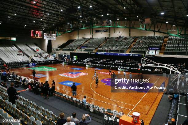 General view of the court prior to the round 16 NBL match between the New Zealand Breakers and Melbourne United at North Shore Events Centre on...