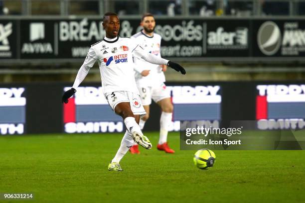 Abdou kaled akiola of Amiens during the Ligue 1 match between Amiens SC and Montpellier Herault SC at Stade de la Licorne on January 17, 2018 in...