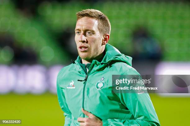 Robert Beric of Saint Etienne during the warm up before the Ligue 1 match between Metz and AS Saint-Etienne at on January 17, 2018 in Metz, .