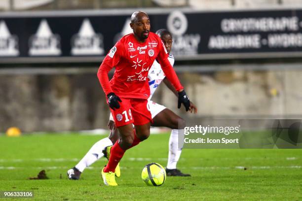 Souleymane of Montpellier during the Ligue 1 match between Amiens SC and Montpellier Herault SC at Stade de la Licorne on January 17, 2018 in Amiens,...