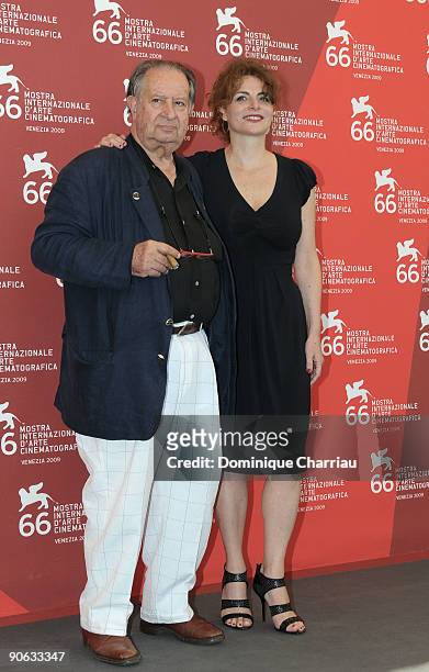 Director Tinto Brass and actress Caterina Varzi attend "Hotel Courbet" Photocall at the Palazzo del Casino during the 66th Venice Film Festival on...