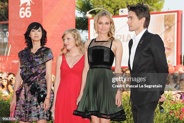 Actors Linh Dan Pham, Sarah Polley, Diane Kruger and Jared Leto attend the "Mr. Nobody" Premiere at the Sala Grande during the 66th Venice Film...