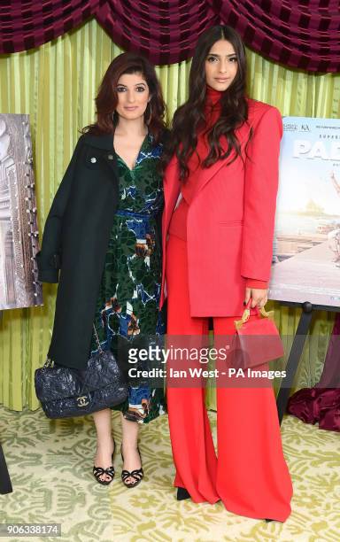 Twinkle Khanna and Sonam Kapoor attends a photo call for Pad Man at the Bentley Hotel in Kensington, London.