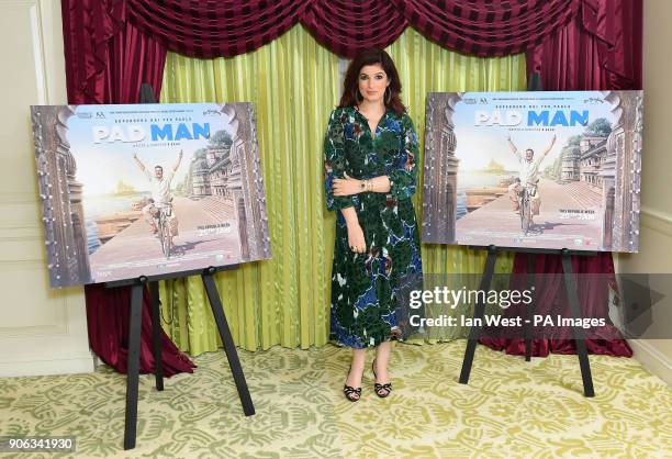 Twinkle Khanna attends a photo call for Pad Man at the Bentley Hotel in Kensington, London.