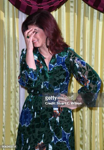 Twinkle Khanna attends a photocall for 'Pad Man' at The Bentley Hotel on January 18, 2018 in London, England.