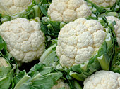 Close-up of several heads of cauliflower