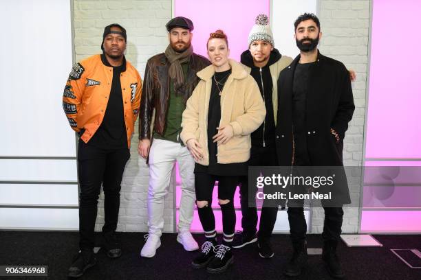 English singer Jess Glynne joins DJ Locksmith , Piers Aggett , Kesi Dryden and Amir Amor of UK group Rudimental as they visit Kiss FM Studio's on...