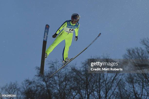 Sarah Hendrickson of the United States competes during the official training on day one of the FIS Ski Jumping Women's World cup Zao at Kuraray Zao...