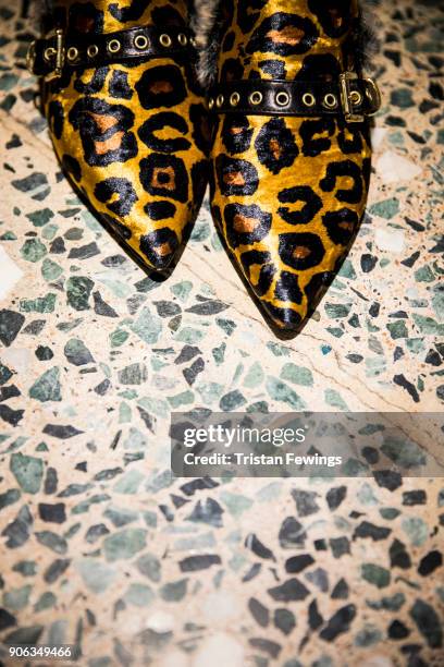 Pair of shoes are seen backstage ahead of the Aniye By show during Milan Men's Fashion Week Fall/Winter 2018/19 on January 15, 2018 in Milan, Italy.