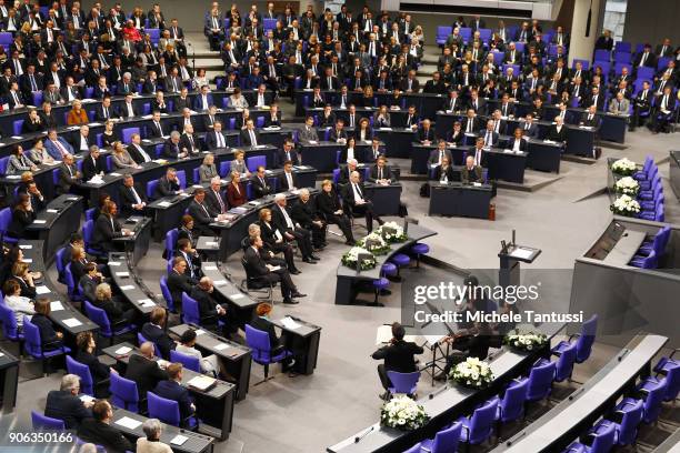 The Bundestag plenary hall during the memorial ceremony for late former Bundestag President Philipp Jenninger in the Bundestag plenary halon January...