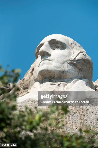 low angle view of mt rushmore national monument against clear sky - mt rushmore national monument imagens e fotografias de stock