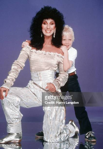 Singer and actress CHER and son Elijah Blue Allman pose for a portrait in 1980 in Los Angeles, California.