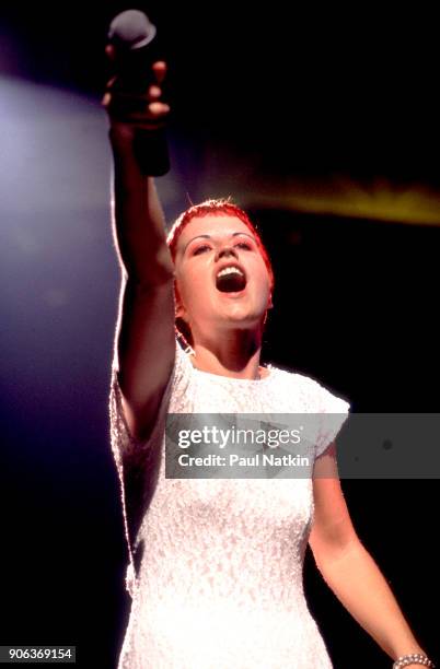 Dolores O'Riordan of the Cranberries performs onstage at the World Music Theater in Tinley Park, Illinois, August 24, 1995.