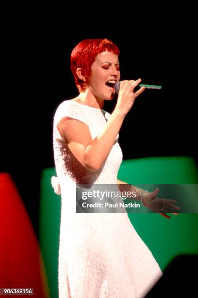 Dolores O'Riordan of the Cranberries performs onstage at the World Music Theater in Tinley Park, Illinois, August 24, 1995.