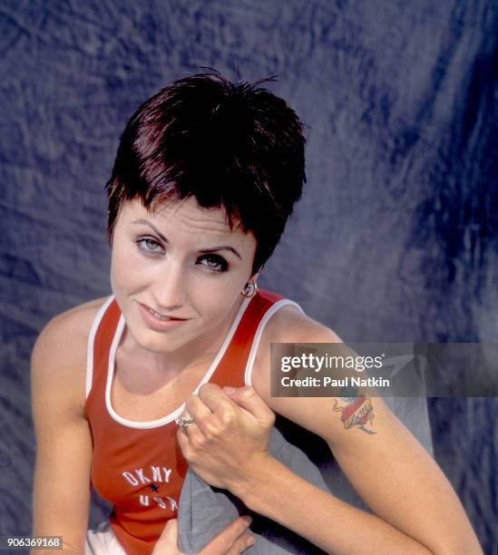 Portrait of the singer Dolores O'Riordan of the Cranberries at the World Music Theater in Tinley Park, Illinois, August 12, 1996.