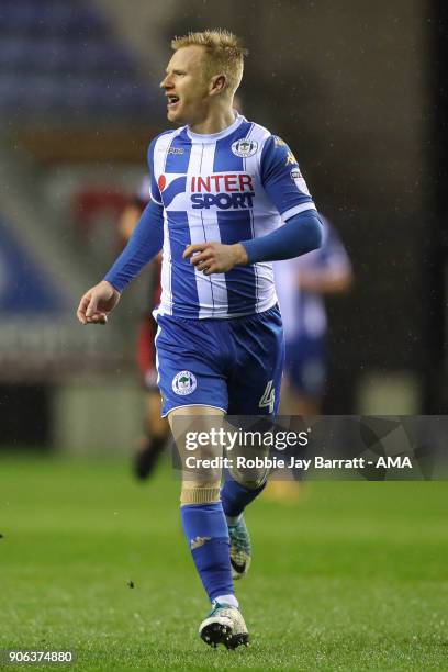 David Perkins of Wigan Athletic during The Emirates FA Cup Third Round Replay between Wigan Athletic v AFC Bournemouth at DW Stadium on January 17,...