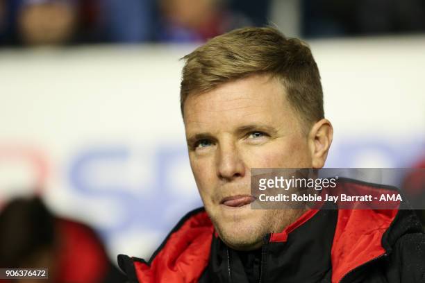Eddie Howe head coach / manager of Bournemouth during The Emirates FA Cup Third Round Replay between Wigan Athletic v AFC Bournemouth at DW Stadium...