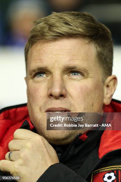 Eddie Howe head coach / manager of Bournemouth during The Emirates FA Cup Third Round Replay between Wigan Athletic v AFC Bournemouth at DW Stadium...