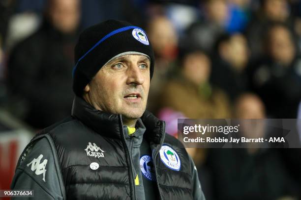 Paul Cook head coach / manager of Wigan Athletic during The Emirates FA Cup Third Round Replay between Wigan Athletic v AFC Bournemouth at DW Stadium...