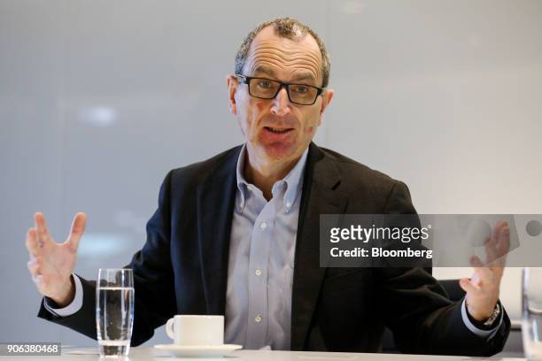 Chris Grigg, chief executive officer of British Land Plc, gestures while speaking during an interview in London, U.K., on Thursday, Jan. 18, 2018....