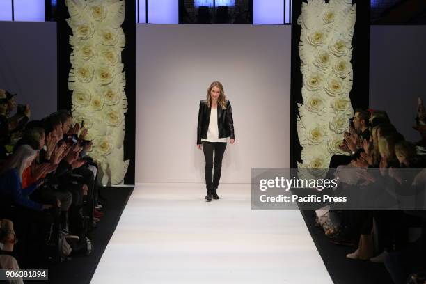 Model on the catwalk for the collection of the designer Maisonnee during the Mercedes-Benz Fashion Week.