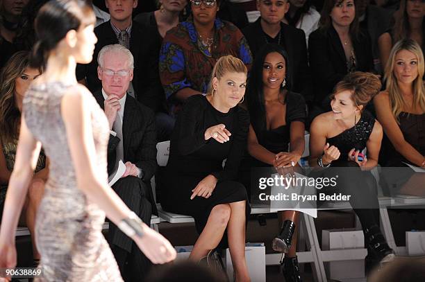 Personality Tim Gunn, Kristen Johnston, Kelly Rowland, Mena Suvari and Katrina Bowden attend the Christian Siriano Spring 2010 Fashion Show at the...