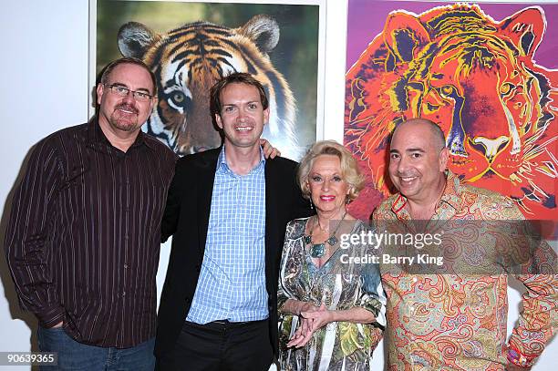 David Galgano, Michael Dean Shelton, actress Tippi Hedren and Phil Selway attend the 2009 Shambala Preserve Benefit held at Hamilton Selway Gallery...