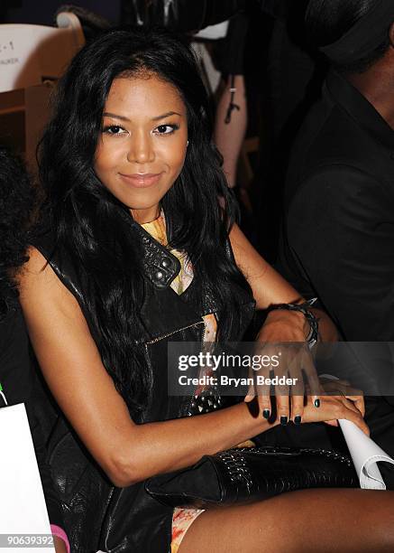 Singer Amerie attends the Christian Siriano Spring 2010 Fashion Show at the Promenade at Bryant Park on September 12, 2009 in in New York City.