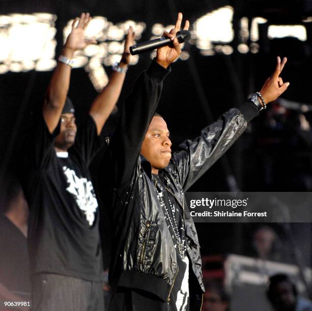 Jay-Z performs at Lancashire County Cricket Club on September 12, 2009 in Manchester, England.