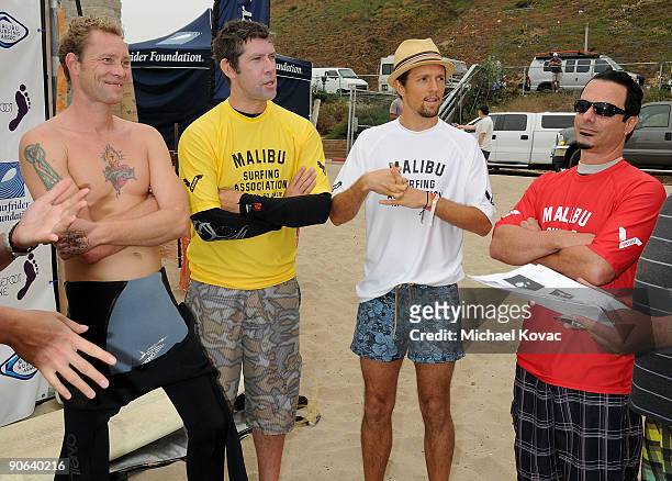 Musicians Martyn LeNoble, Eric Avery, Jason Mraz, and Peter DiStefano attend the 4th Annual Surfrider Foundation Celebrity Expression Session at...