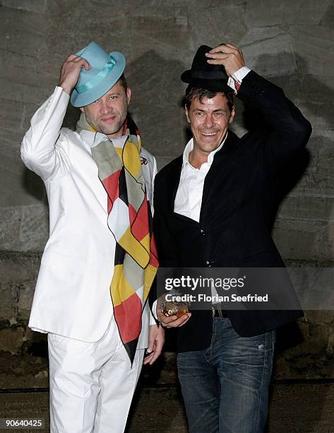 Carsten Thamm and Sven Martinek attend the wedding party of Barbara Becker and Arne Quinze at Belvedere Palac on September 12, 2009 in Potsdam,...