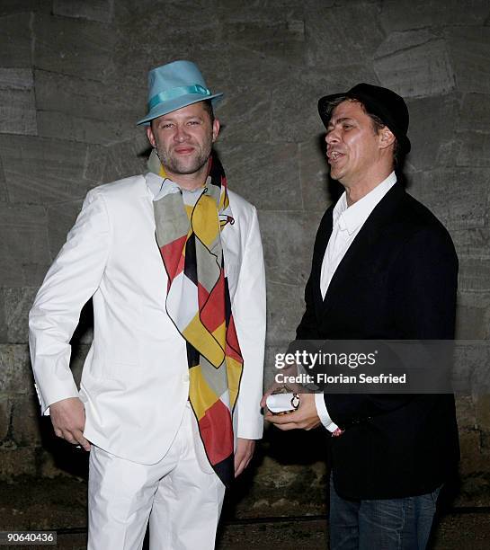 Carsten Thamm and Sven Martinek attend the wedding party of Barbara Becker and Arne Quinze at Belvedere Palac on September 12, 2009 in Potsdam,...